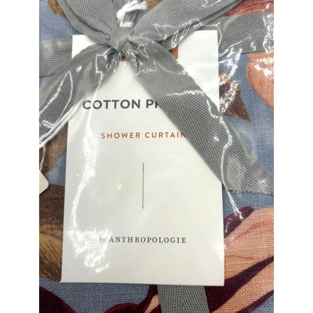 NEW Anthropologie Maeve Roses Printed Organic‎ Cotton Floral Shower Curtain NWT